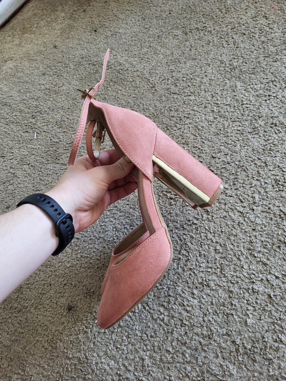 Lulu's Dusty Rose Suede Ankle-Strap Block Heels